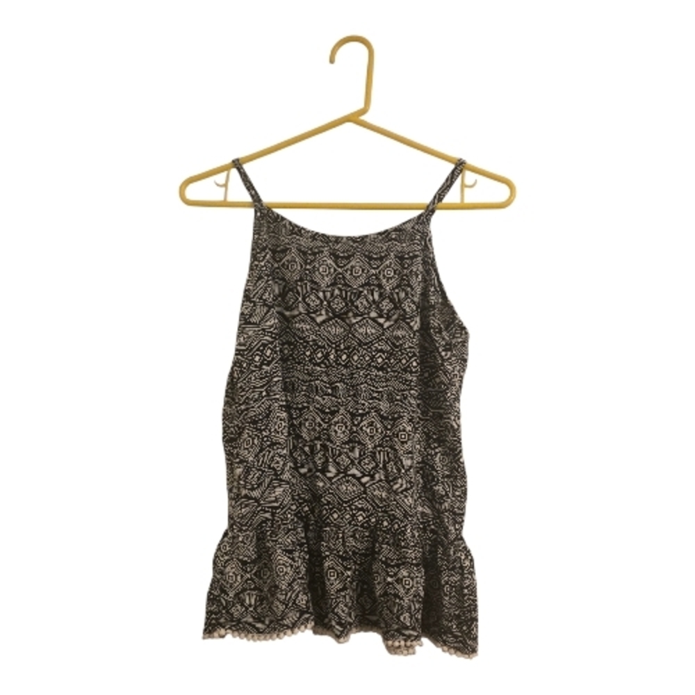 Beautees Black and White Patterned Tank Top